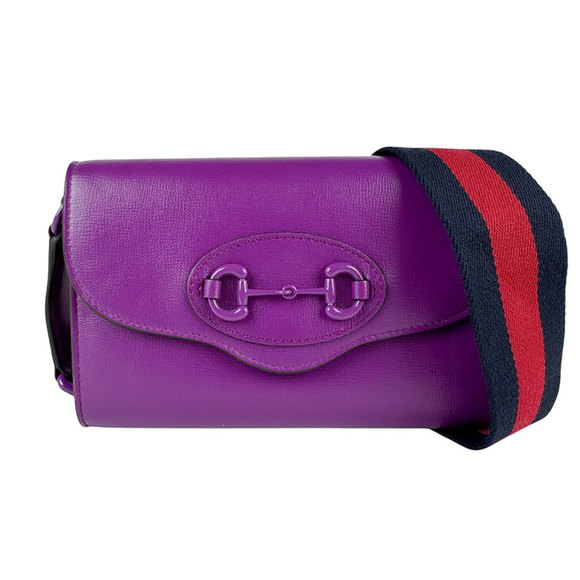 GUCCI Purple Leather Horsebit Shoulder Bag - Picture 1 of 5